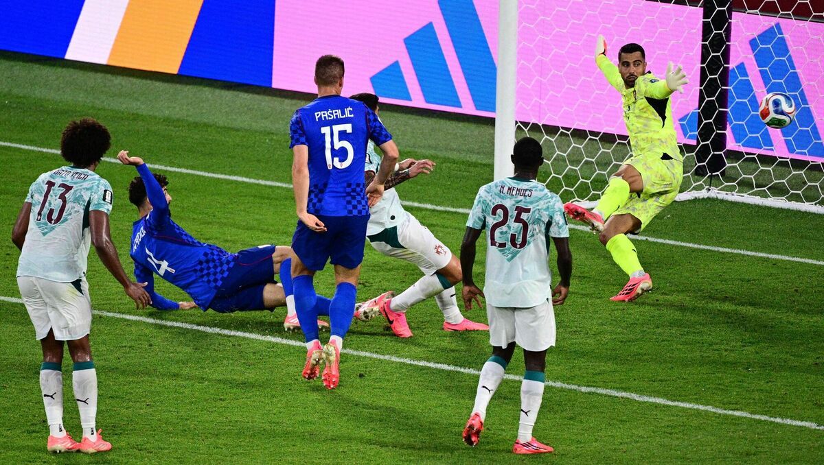 Croatia's Josko Gvardiol (4) scores a goal against Portugal goalkeeper Diego Costa (1) that was later taken back due to an offside call, during the second half of a World Cup round of 32 soccer match, in Toronto on Thursday, July 2, 2026. (Sammy Kogan/The Canadian Press via AP) Croatia's Josko Gvardiol (4) scores a goal against Portugal goalkeeper Diego Costa (1) that was later taken back due to an offside call, during the second half of a World Cup round of 32 soccer match, in Toronto on Thursday, July 2, 2026. (Sammy Kogan/The Canadian Press via AP)