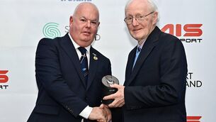 <p>The late Paul Phelan (right) receives a presidential award from Aiden Harper, president of Motorsport Ireland at the 2022 MI awards ceremony in Dublin. Picture: Michael Chester</p> <p>The late Paul Phelan (right) receives a presidential award from Aiden Harper, president of Motorsport Ireland at the 2022 MI awards ceremony in Dublin. Picture: Michael Chester</p>