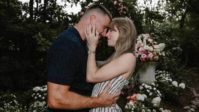 <p>Taylor Swift and Travis Kelce announcing their engagement last August. The couple is rumoured to already be married. Picture: Instagram </p>