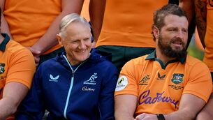 <p>Head coach Joe Schmidt and James Slipper during the Australia Rugby captain's run. Pic: Brendan Moran/Sportsfile</p>