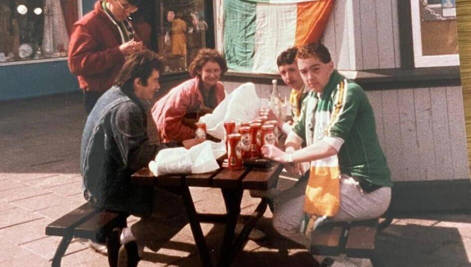 The Irish party in Reykjavik with their Carlsberg 'Elephant' beer