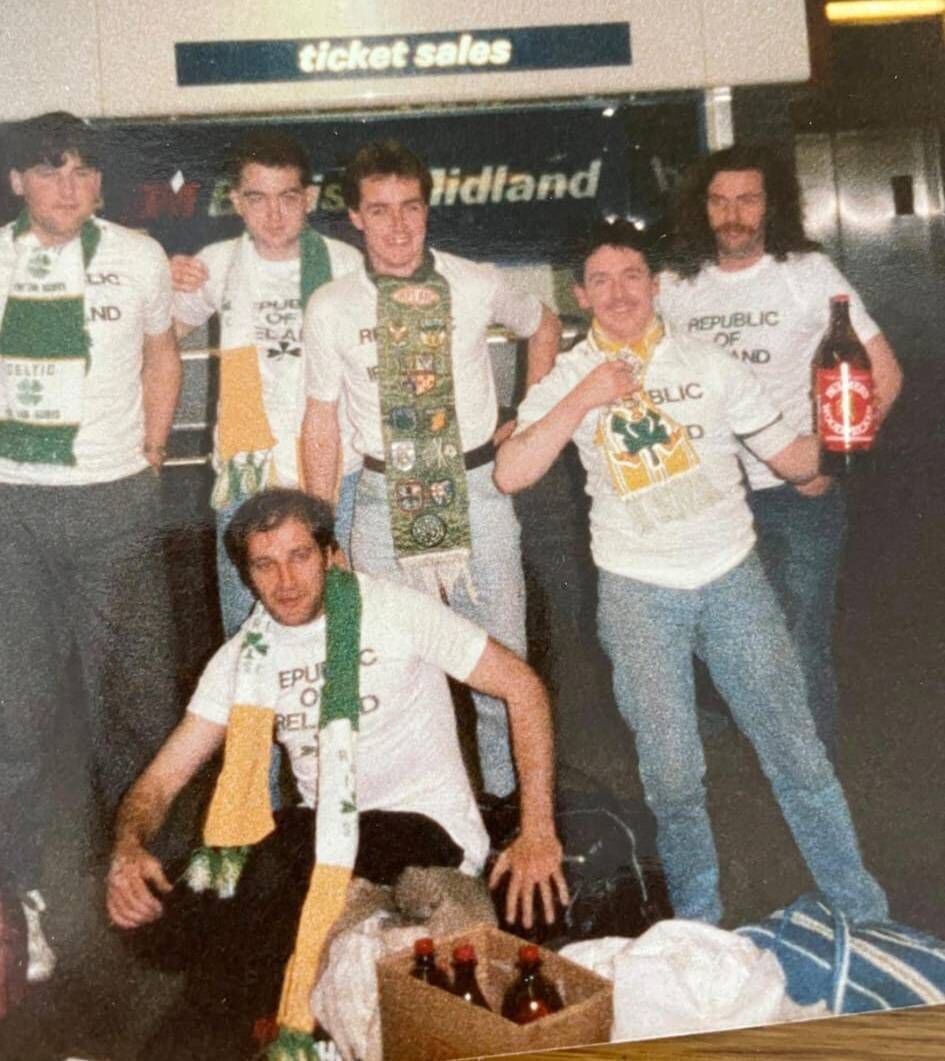 BEER BOUGHT: L-R: John O'Reilly (RIP), Gerry Conway, Aidan Cullen, Mick Donnelly and Shay Blair. Front: Charlie Hurse. Pic taken by Bertie Sampson (RIP)