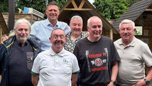 <p>Reykjavik reunion: (L-R): Shay Blair, Niall Quinn, Mick Donnelly, Gerry Conway, Aidan Cullen and Pat Byrne.</p>