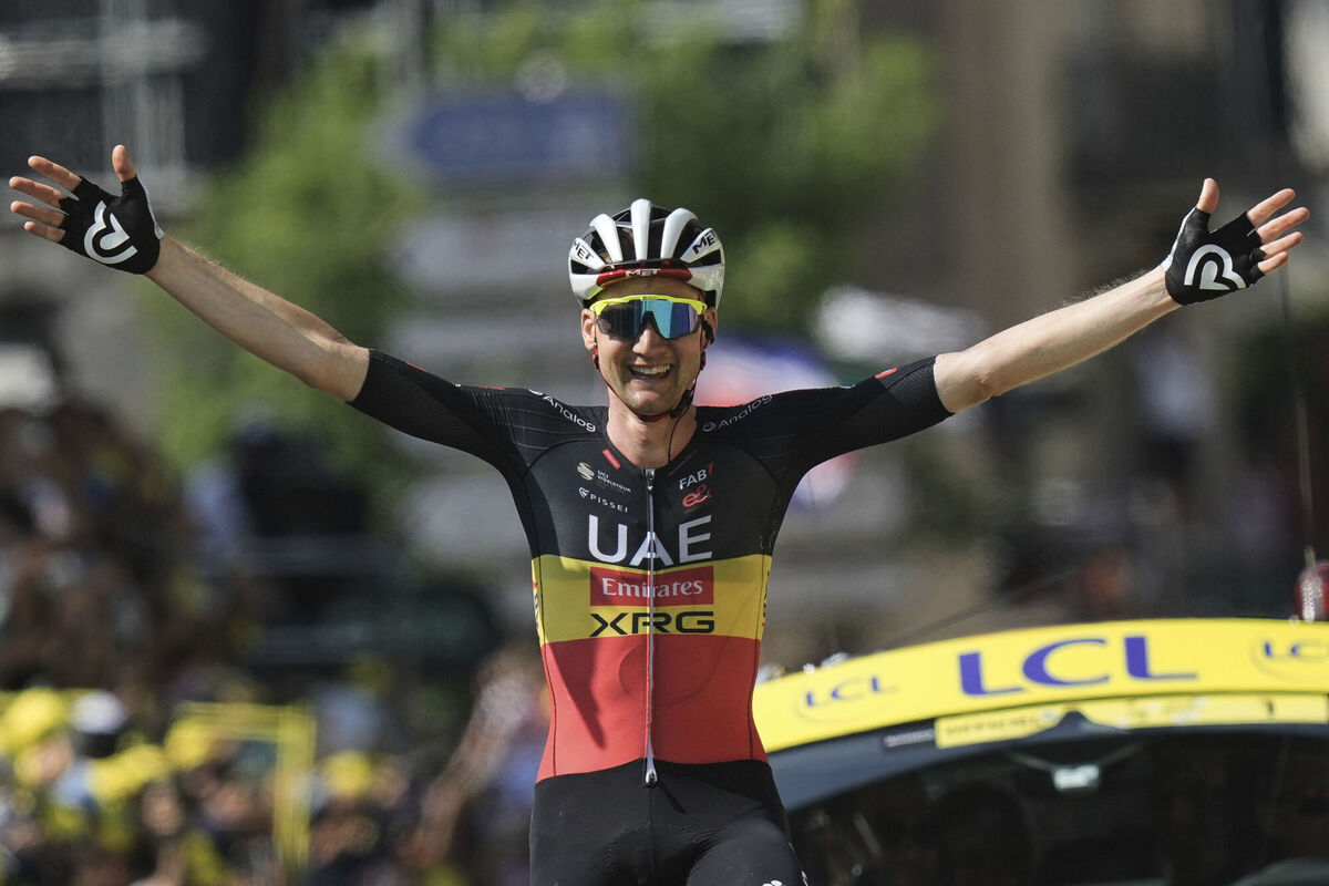 Belgium's Tim Wellens celebrates as he crosses the finish line to win the fifteenth stage of the 2025 Tour de France cycling race over 169.3 kilometers (105.2 miles) with start in Muret and finish in Carcassonne. Pic: AP Photo/Thibault Camus) Belgium's Tim Wellens celebrates as he crosses the finish line to win the fifteenth stage of the 2025 Tour de France cycling race over 169.3 kilometers (105.2 miles) with start in Muret and finish in Carcassonne. Pic: AP Photo/Thibault Camus)