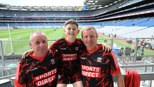<p> Early arrivals; Sean McGann, Ollie Zinkant and Cathal Sheehan from Mallow on Hill 16. Picture: Larry Cummins</p> <p> Early arrivals; Sean McGann, Ollie Zinkant and Cathal Sheehan from Mallow on Hill 16. Picture: Larry Cummins</p>