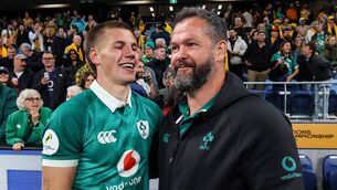 <p>COOL: Andy Farrrell saluted Sam Prendergast's calmness in the white heat of battle at Allianz Stadium,in Sydney. Pic: Ben Brady, Inpho</p>