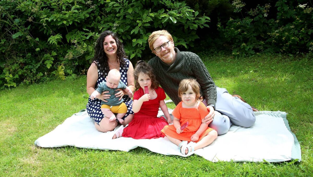 Jillian and Robbie Molloy with their children Matthé, Áine Niamh, and Aoise. Jillian, who lives with an auto-immune disease, sought out information on free births while taking a doula training course after her condition led to a crisis of faith in the system. Picture: Paul Molloy. Jillian and Robbie Molloy with their children Matthé, Áine Niamh, and Aoise. Jillian, who lives with an auto-immune disease, sought out information on free births while taking a doula training course after her condition led to a crisis of faith in the system. Picture: Paul Molloy.