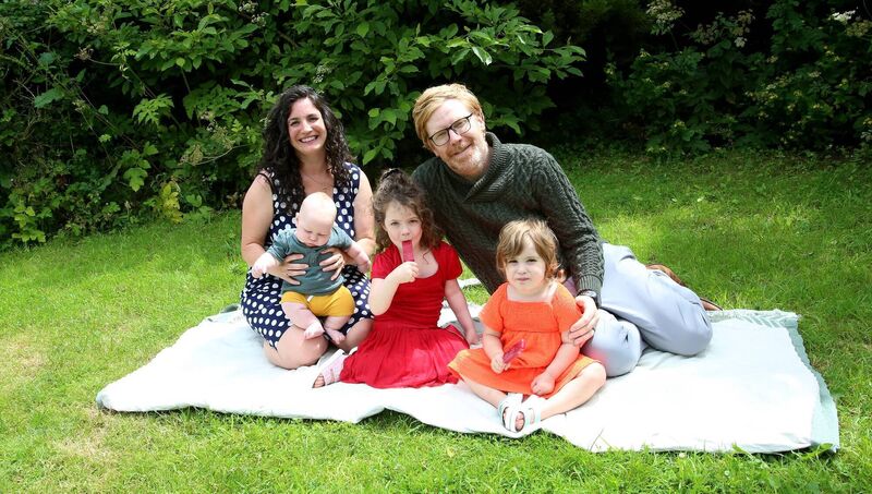 Jillian and Robbie Molloy with their children Matthé, Áine Niamh, and Aoise. Jillian, who lives with an auto-immune disease, sought out information on free births while taking a doula training course after her condition led to a crisis of faith in the system. Picture: Paul Molloy. Jillian and Robbie Molloy with their children Matthé, Áine Niamh, and Aoise. Jillian, who lives with an auto-immune disease, sought out information on free births while taking a doula training course after her condition led to a crisis of faith in the system. Picture: Paul Molloy.