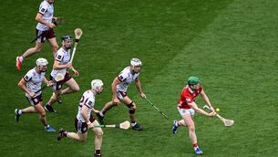 <p>HUNTED: Cork's Cormac O'Brien tries to escape the suffocating pressure of Galway's intensity from the likes of Darren Morrissey, Darragh Neary, Cian Daniels, Joshua Ryan, and Daithí Burke at Croke Park on Saturday. Pic: Daire Brennan/Sportsfile</p> <p>HUNTED: Cork's Cormac O'Brien tries to escape the suffocating pressure of Galway's intensity from the likes of Darren Morrissey, Darragh Neary, Cian Daniels, Joshua Ryan, and Daithí Burke at Croke Park on Saturday. Pic: Daire Brennan/Sportsfile</p>