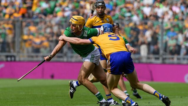 <p>Cathal O'Neill of Limerick in action against Diarmuid Ryan of Clare during the GAA Hurling All-Ireland Senior Championship semi-final match between Clare and Limerick at Croke Park in Dublin. Photo by John Sheridan/Sportsfile</p>