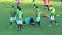 WATCH: Ref knocked out cold by player after showing him a card