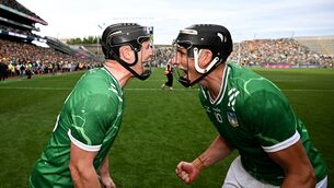 <p>Limerick players Peter Casey, left, and Gearóid Hegarty celebrate after their side's victory. Pic: Seb Daly/Sportsfile</p> <p>Limerick players Peter Casey, left, and Gearóid Hegarty celebrate after their side's victory. Pic: Seb Daly/Sportsfile</p>