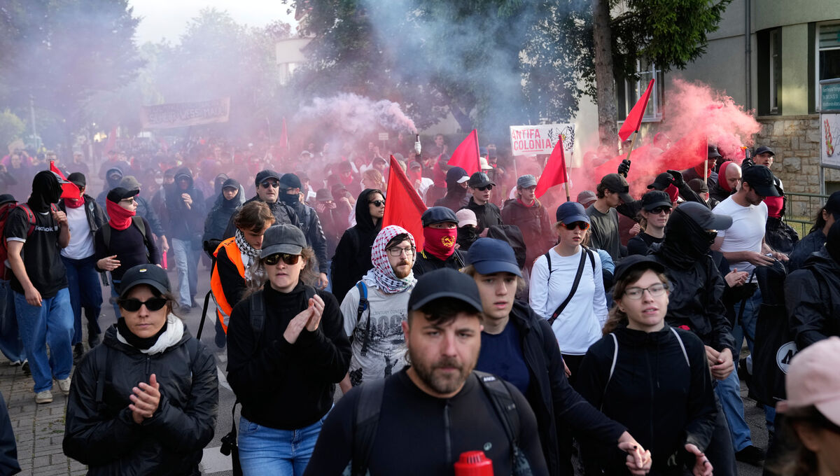 Protesters gather before a party convention of the far-right party Alternative for Germany (AfD) in Erfurt, Germany, on Saturday, July 4, 2026. Picture: Ebrahim Noroozi/AP Protesters gather before a party convention of the far-right party Alternative for Germany (AfD) in Erfurt, Germany, on Saturday, July 4, 2026. Picture: Ebrahim Noroozi/AP