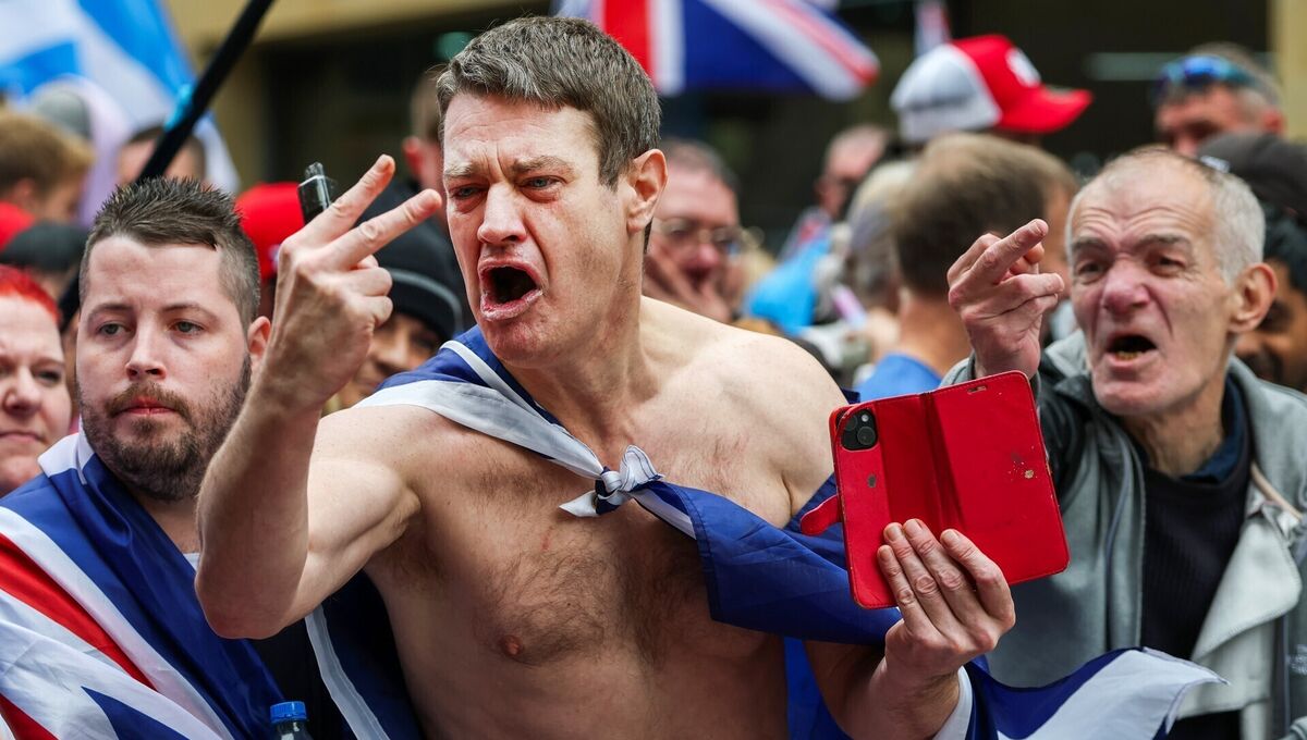 Anti-migrant demonstrators attend a Far Right Unity Rally on September 20, 2025, in Glasgow, Scotland. Picture: Jeff J Mitchell/UKPEG/PA Anti-migrant demonstrators attend a Far Right Unity Rally on September 20, 2025, in Glasgow, Scotland. Picture: Jeff J Mitchell/UKPEG/PA