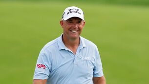 <p>MORE GLORY: Padraig Harrington walks to the fourth green during the final round of the US Senior Open Championship. Pic: Dylan Buell/Getty Images.</p>