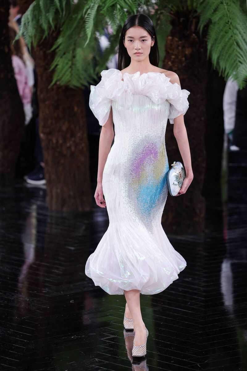 A model presents a creation for Christian Dior for the Women Haute Couture Fall/Winter 2026-2027 collection as part of the Paris Fashion Week, in Paris, on July 6, 2026. (Photo by Kenzo TRIBOUILLARD / AFP via Getty Images) A model presents a creation for Christian Dior for the Women Haute Couture Fall/Winter 2026-2027 collection as part of the Paris Fashion Week, in Paris, on July 6, 2026. (Photo by Kenzo TRIBOUILLARD / AFP via Getty Images)