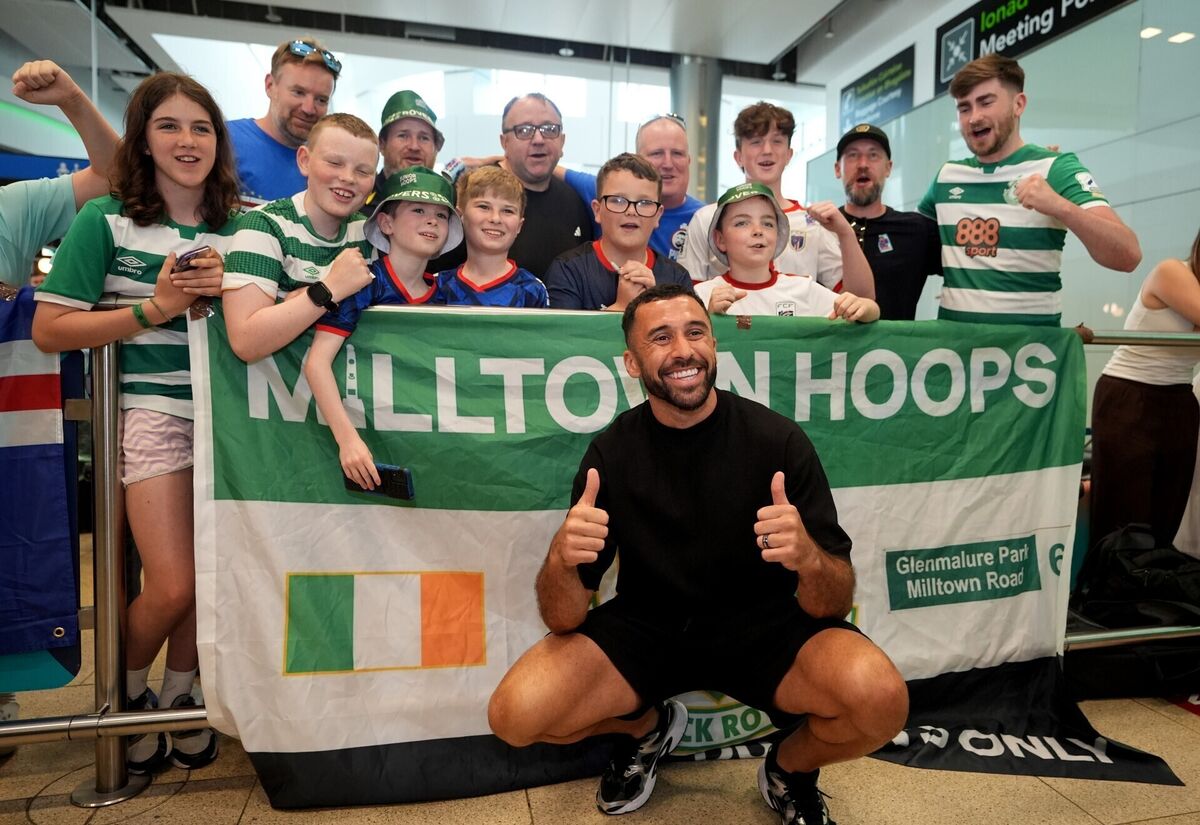 Pico Lopes poses for a photo with Shamrock Rovers fans. Pic: Niall Carson/PA Wire Pico Lopes poses for a photo with Shamrock Rovers fans. Pic: Niall Carson/PA Wire