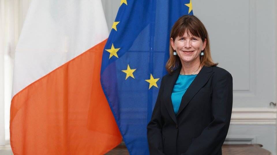 Ireland's ambassador to France Alison Milton watched from the front row at Paris Fashion Week as Clare-born Michael Stewart's Standing Ground brand made its return to the runway following a two-year hiatus at the Irish embassy. Picture: DFA Ireland's ambassador to France Alison Milton watched from the front row at Paris Fashion Week as Clare-born Michael Stewart's Standing Ground brand made its return to the runway following a two-year hiatus at the Irish embassy. Picture: DFA