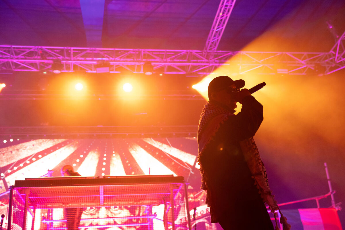 Kneecap performing at Live At The Marquee in Cork tonight, Monday. Picture: Darragh Kane Kneecap performing at Live At The Marquee in Cork tonight, Monday. Picture: Darragh Kane