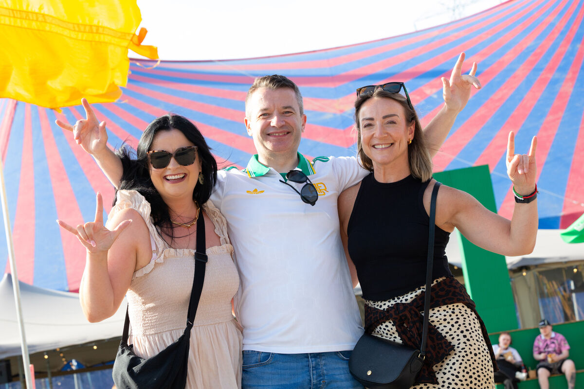 Georgina Hallows, Ballincollig, Con Barry, Ballincollig and Íde Bríd Ní Mhurchú going to see Kneecap at Live At The Marquee. Picture: Darragh Kane Georgina Hallows, Ballincollig, Con Barry, Ballincollig and Íde Bríd Ní Mhurchú going to see Kneecap at Live At The Marquee. Picture: Darragh Kane