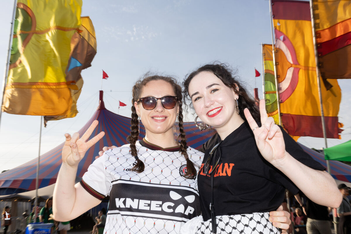 Niamh O’Mahony, Skibereen and Éabha Ní Shioradáin, Conamara going to see Kneecap at Live At The Marquee. Picture: Darragh Kane Niamh O’Mahony, Skibereen and Éabha Ní Shioradáin, Conamara going to see Kneecap at Live At The Marquee. Picture: Darragh Kane