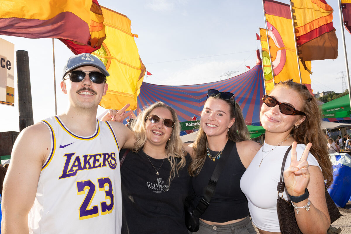 Ryan O’Mahony, Weronika Kalita, Mollie O’Mahony and Saoirse O’Mahony from Carrigaline going to see Kneecap at Live At The Marquee. Picture: Darragh Kane Ryan O’Mahony, Weronika Kalita, Mollie O’Mahony and Saoirse O’Mahony from Carrigaline going to see Kneecap at Live At The Marquee. Picture: Darragh Kane