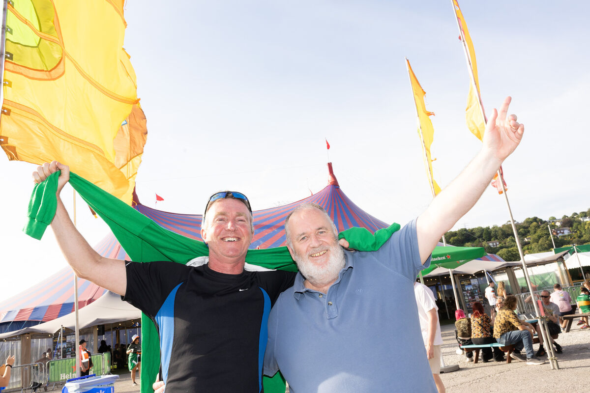 Brian O’Toole and Barry McGinn, Douglas going to see Kneecap at Live At The Marquee. Picture: Darragh Kane Brian O’Toole and Barry McGinn, Douglas going to see Kneecap at Live At The Marquee. Picture: Darragh Kane