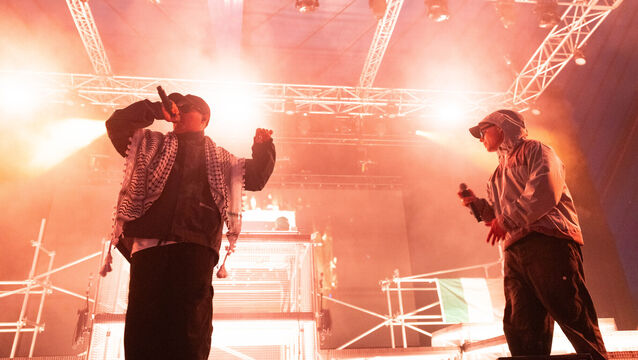 <p>Kneecap performing at Live At The Marquee in Cork tonight, Monday. Picture: Darragh Kane</p>