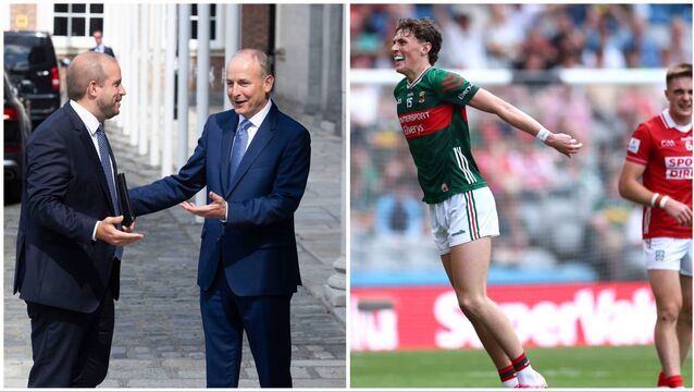 <p>Dutch MEP Jeroen Lenaers, who is backing Mayo after his country was paired with them for the EU Presidency, with Taoiseach Micheál Martin. </p>