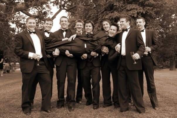 Orla Hopkins' husband Tommy and his groomsmen on the couple's wedding day. Picture: Lili Forberg. Orla Hopkins' husband Tommy and his groomsmen on the couple's wedding day. Picture: Lili Forberg.