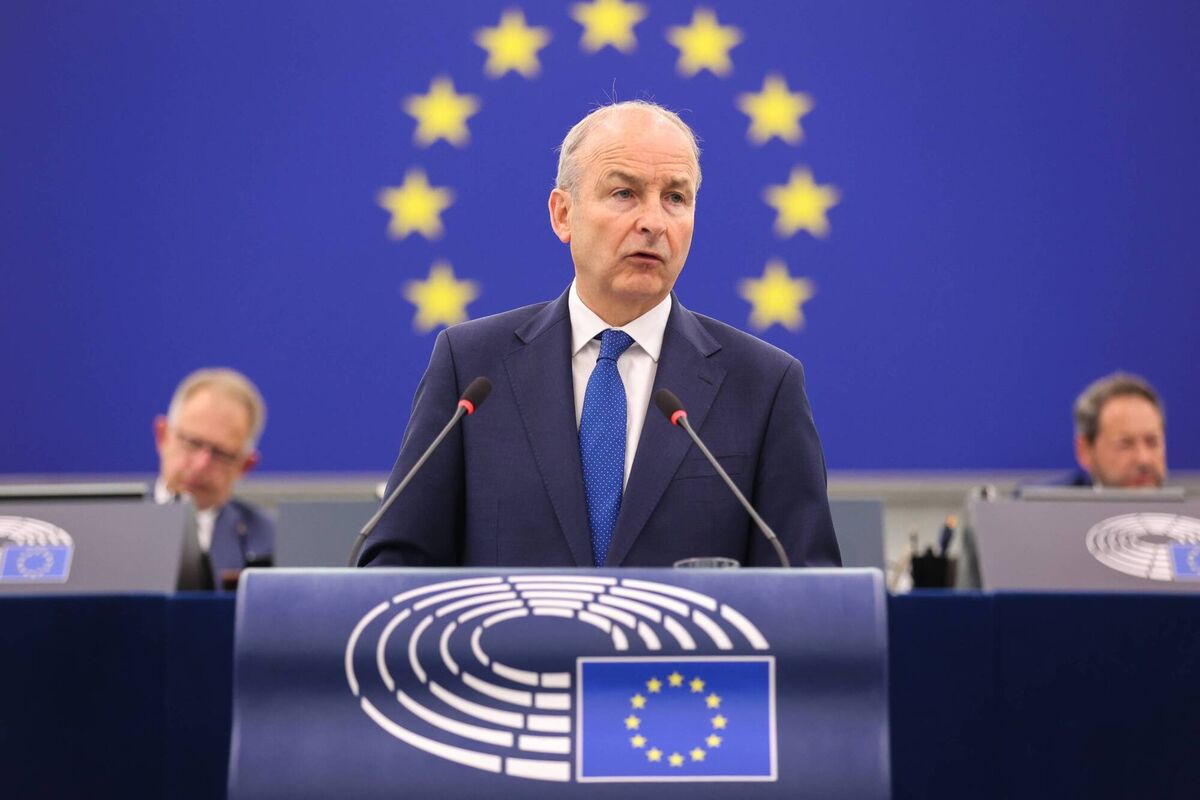 Taoiseach Micheál Martin speaking in Strasbourg as he delivers Ireland's EU presidency programme.