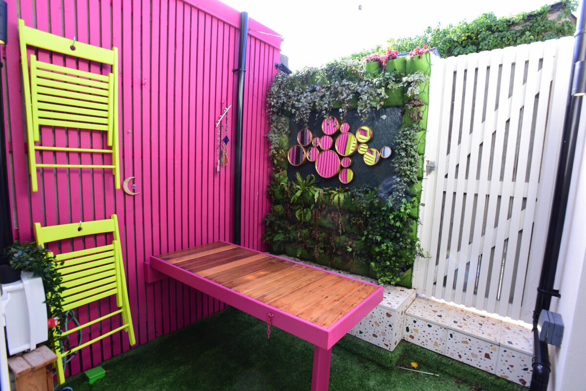 Varnish is good for outdoor wood and surfaces that will get heavy use, such as this table in Jennifer Sheahan's garden area. Picture: Moya Nolan Varnish is good for outdoor wood and surfaces that will get heavy use, such as this table in Jennifer Sheahan's garden area. Picture: Moya Nolan