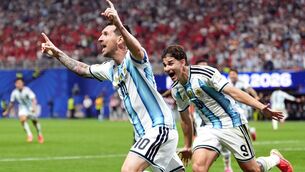 <p>GOAT: Argentina's Lionel Messi celebrates. Pic: Martin Rickett/PA Wire.</p> <p>GOAT: Argentina's Lionel Messi celebrates. Pic: Martin Rickett/PA Wire.</p>