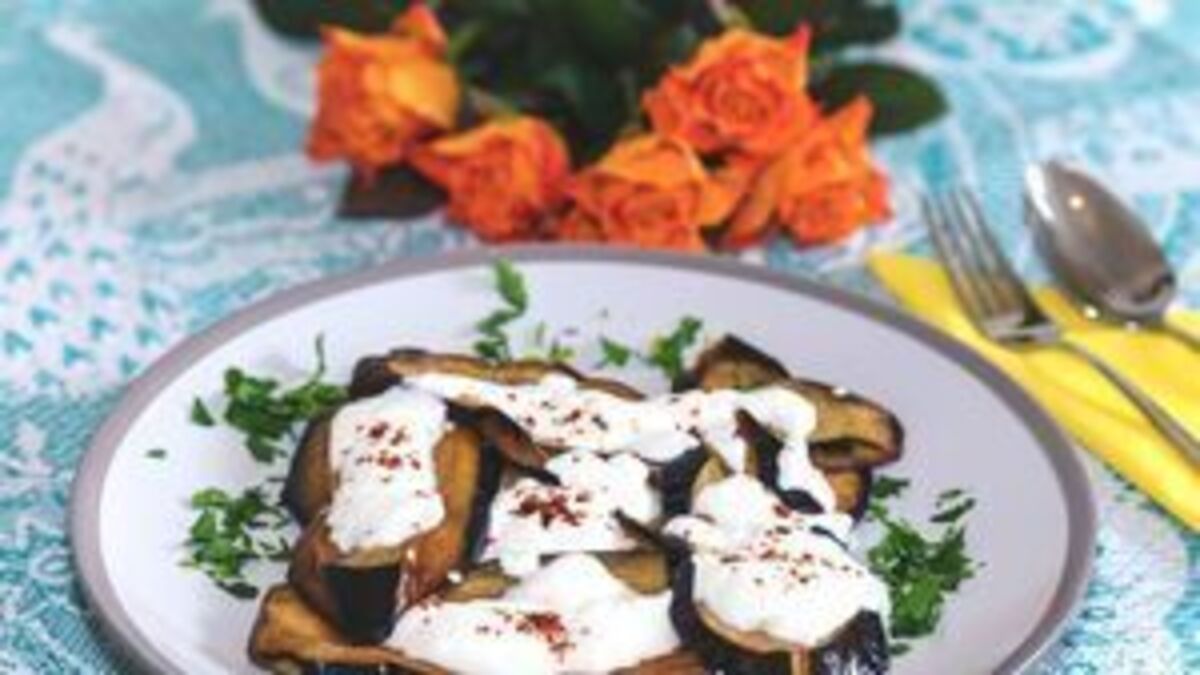 Roast Aubergine with tahini yogurt