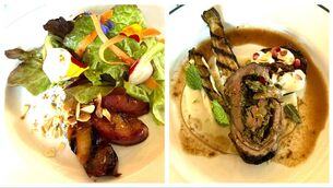 <p>100 Acre farm salad; Roast loin of lamb with walnut and parsley pesto, butter bean mash, and charred courgettes. two of the dishes from Ballymaloe's pop-up dinner</p> <p>100 Acre farm salad; Roast loin of lamb with walnut and parsley pesto, butter bean mash, and charred courgettes. two of the dishes from Ballymaloe's pop-up dinner</p>