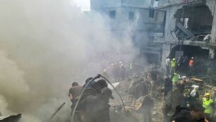 <p>TOPSHOT - First responders search for survivors at the site of an Israeli strike in Jnah neighbourhood of Beirut on April 5, 2026. An Israeli strike hit south Beirut on April 5, Lebanese state media reported, with a medical source telling AFP it made impact about 100 metres away from a public hospital. The strike hit Beirut's Jnah neighbourhood near Rafik Hariri University Hospital, the largest public medical facility in the country. (Photo by Fadel ITANI / AFP via Getty Images) / </p> <p>TOPSHOT - First responders search for survivors at the site of an Israeli strike in Jnah neighbourhood of Beirut on April 5, 2026. An Israeli strike hit south Beirut on April 5, Lebanese state media reported, with a medical source telling AFP it made impact about 100 metres away from a public hospital. The strike hit Beirut's Jnah neighbourhood near Rafik Hariri University Hospital, the largest public medical facility in the country. (Photo by Fadel ITANI / AFP via Getty Images) / </p>