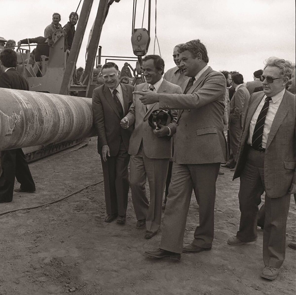 Then-Bord Gáis chairman Michael McStay, engineers and officials visit the developing Cork-Dublin pipeline in 1982. Picture: Irish Photo Archive