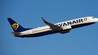 Tenerife, Spain may 8st, 2026. Boeing 737-8AS Ryanair airlines, flies in the blue sky. Takeoff at Tenerife Airport. Retracting t
