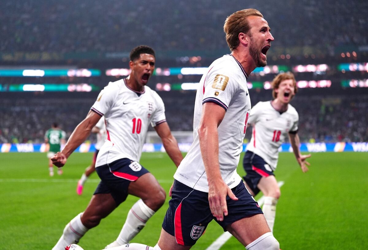 England's Harry Kane celebrates scoring his side's third goal against Mexico. Pic: Bradley Collyer/PA Wire. England's Harry Kane celebrates scoring his side's third goal against Mexico. Pic: Bradley Collyer/PA Wire.