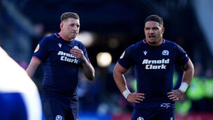 <p>Scotland's Finn Russell (left) and Sione Tuipulotu. </p> <p>Scotland's Finn Russell (left) and Sione Tuipulotu. </p>