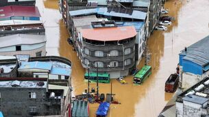 <p>Flooding in Pingshan village after heavy rainfall brought by Typhoon Maysak, in Hengzhou, Guangxi Zhuang, China. Picture: cnsphoto via REUTERS</p>
