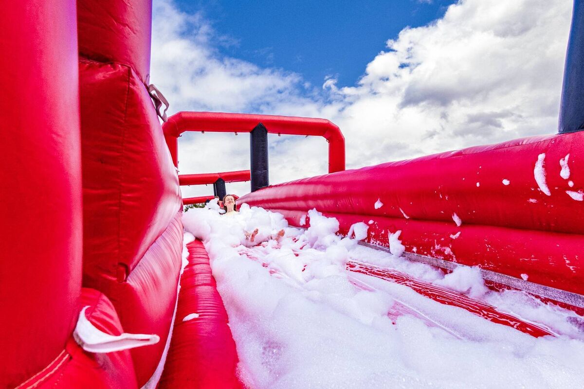 The inflatable slip-and-slide at Kaleidoscope