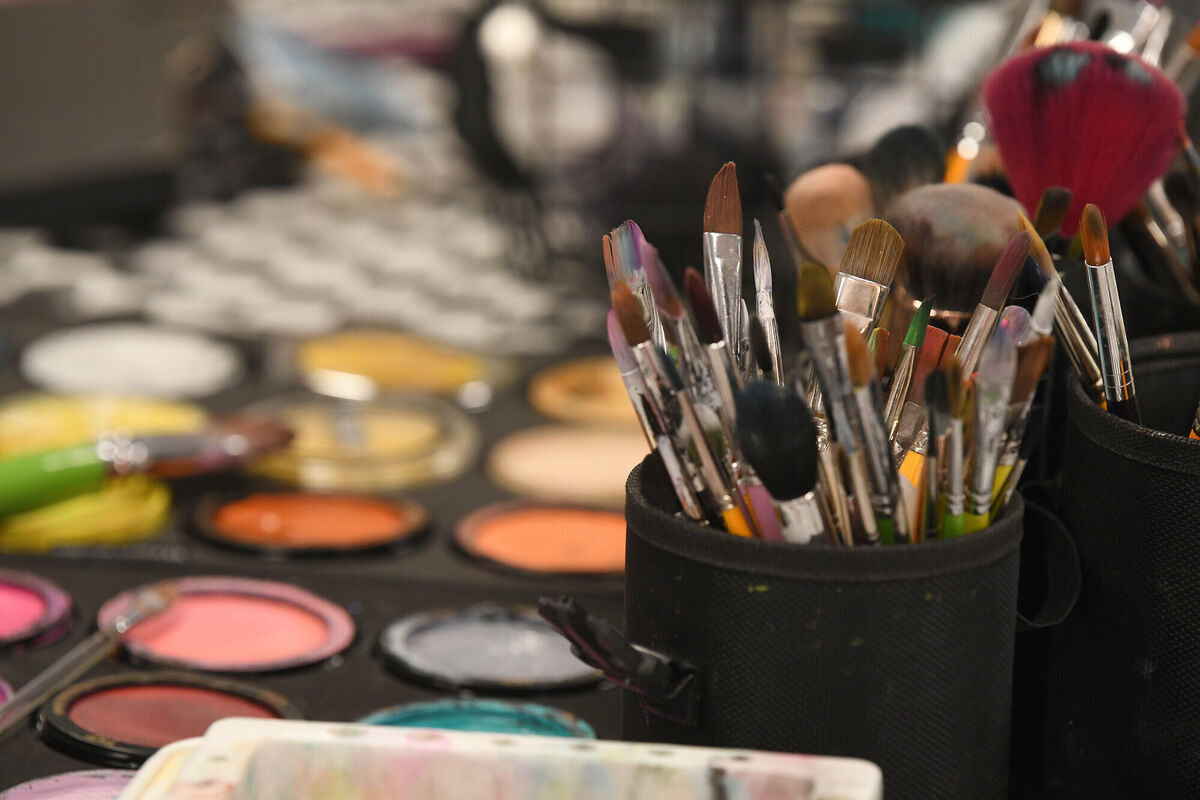 Brushes and body paint at Caitríona Giblin's studio in Shankhill. Picture: Moya Nolan Brushes and body paint at Caitríona Giblin's studio in Shankhill. Picture: Moya Nolan
