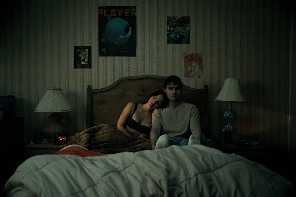Inde Navarrette (left) as Nikki and Michael Johnston (right) as Bear in Obsession. Photo: Focus Features/2026 Inde Navarrette (left) as Nikki and Michael Johnston (right) as Bear in Obsession. Photo: Focus Features/2026
