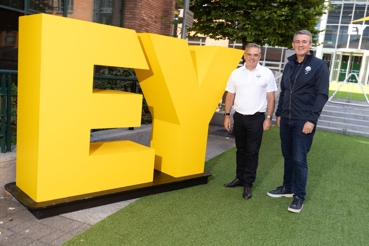 EY Ireland Managing Partner, Frank O'Keeffe with Paul McGinley at the sponsorship of the Junior Ryder Cup. Picture: Naoise Culhane.