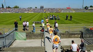 <p>The Antrim team come out on to the pitch for the 2013 Ulster SFC quarter-Final with Monaghan at Casement Park, Belfast. Picture: Oliver McVeigh / SPORTSFILE</p> <p>The Antrim team come out on to the pitch for the 2013 Ulster SFC quarter-Final with Monaghan at Casement Park, Belfast. Picture: Oliver McVeigh / SPORTSFILE</p>
