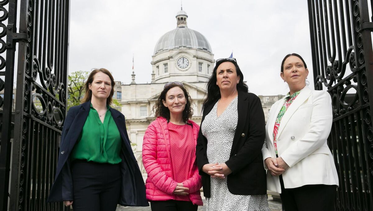 Members of the Women of Honour group Diane Byrne, Yvonne O'Rourke, Honor Murphy, and Roslyn O'Callaghan outside Leinster House in 2023. File picture: Gareth Chaney