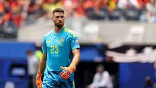 <p>Unai Simon of Spain looks on during the FIFA World Cup 2026 Round Of 32 match between Spain and Austria at Los Angeles Stadium on July 02, 2026 in Inglewood, California. (Photo by Florencia Tan Jun/Getty Images)</p>