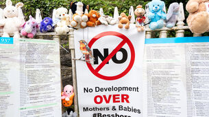 <p>Some of the supporting signage left at the gate of Bessborough after families against the development met at the site to highlight their objections in April. File picture: Noel Sweeney</p> <p>Some of the supporting signage left at the gate of Bessborough after families against the development met at the site to highlight their objections in April. File picture: Noel Sweeney</p>