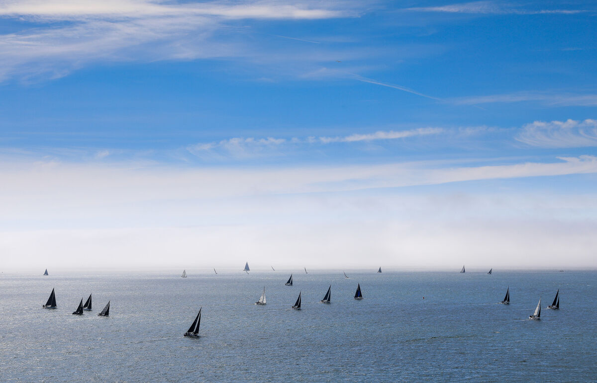 A slice of the yacht flotilla pushes out beyond Cork Harbour, part of the busy fleet racing during day one of Cork Week 2026. Picture: David Creedon A slice of the yacht flotilla pushes out beyond Cork Harbour, part of the busy fleet racing during day one of Cork Week 2026. Picture: David Creedon